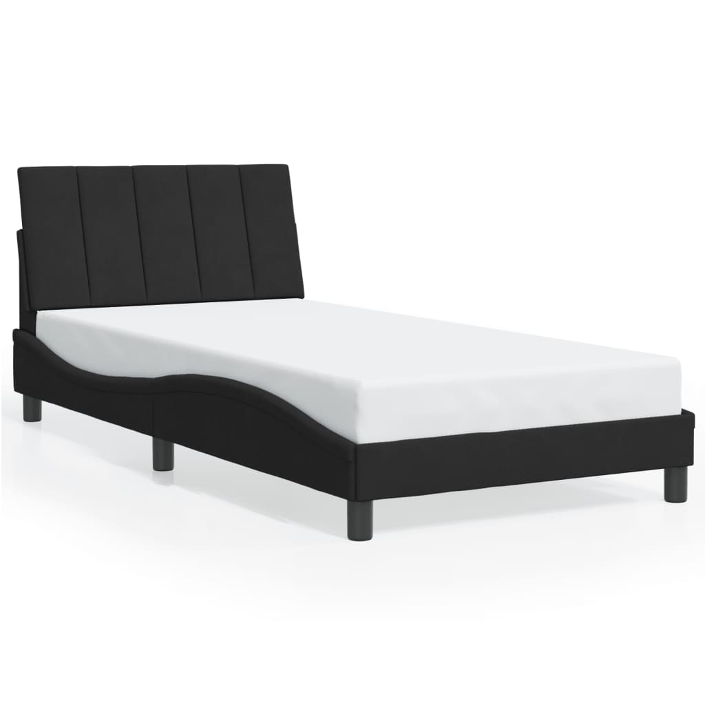 Okvir kreveta s LED-om bez madraca Hanko crni 100 x 200 cm baršunasti