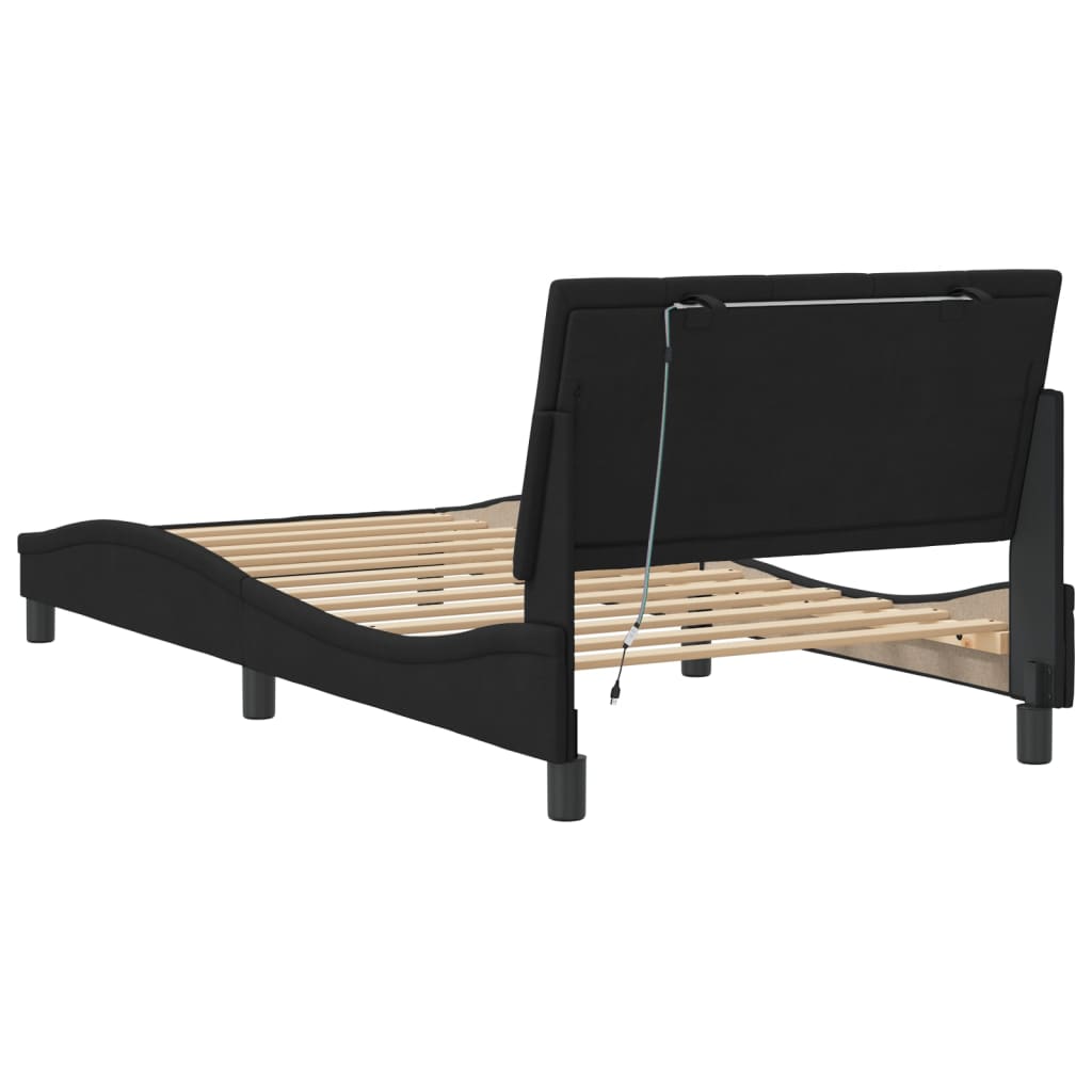 Okvir kreveta s LED-om bez madraca Hanko crni 100 x 200 cm baršunasti