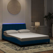 Okvir kreveta s LED-om bez madraca Hanko plavi 140 x 190 cm baršunasti