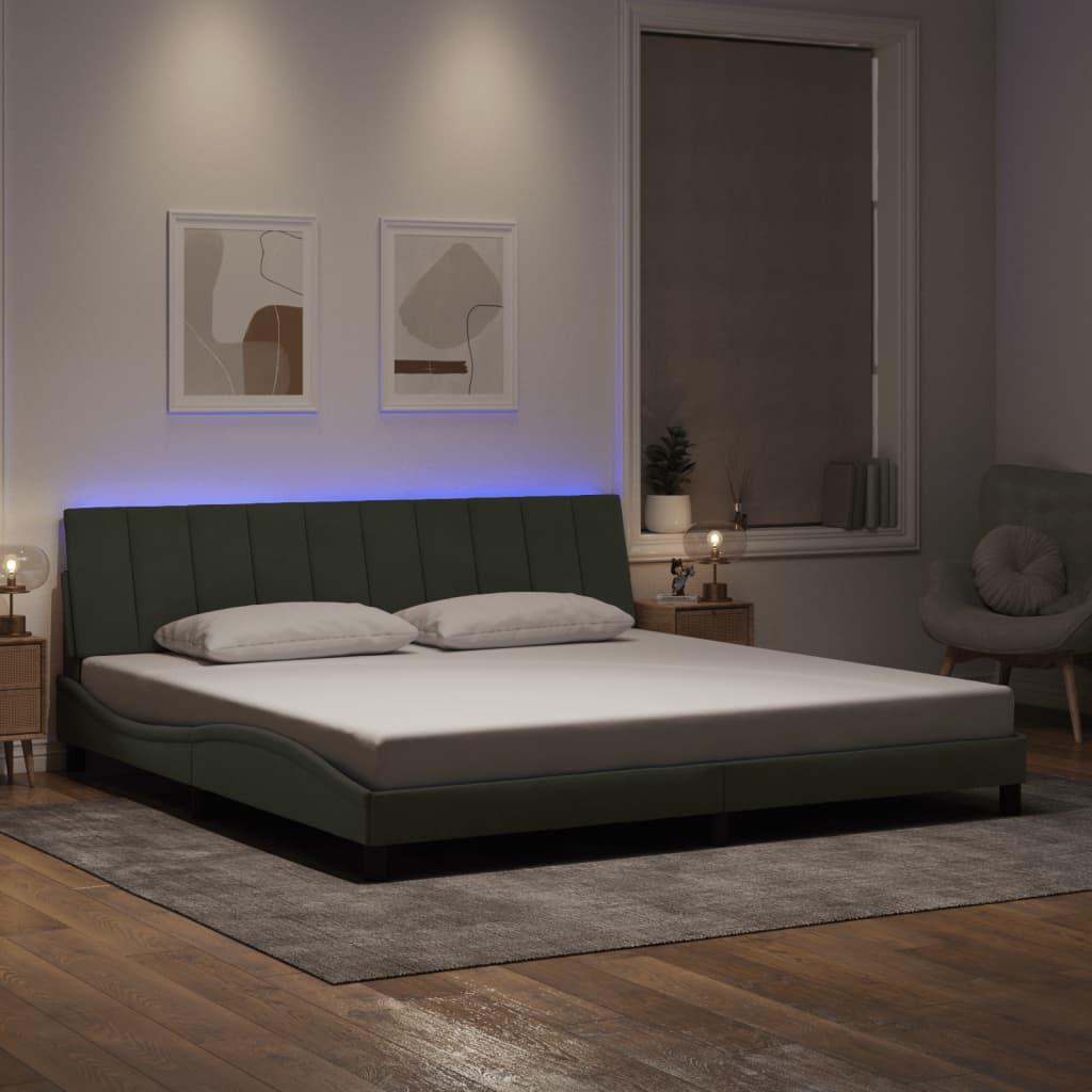 Okvir kreveta s LED-om bez madraca Hanko svijetlosivi 200x200cm baršunasti