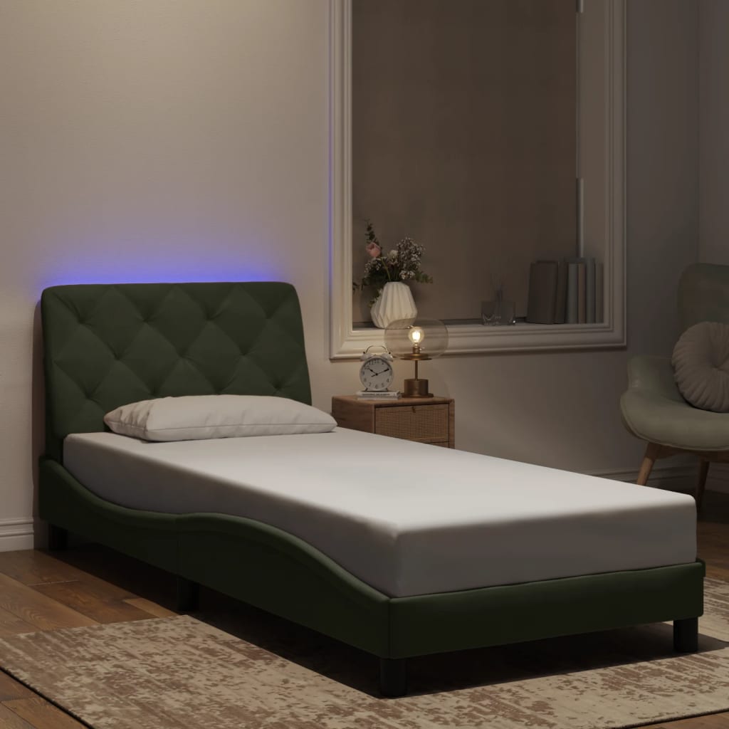 Okvir kreveta s LED-om bez madraca svjetlosivi 80x200 cm baršunasti