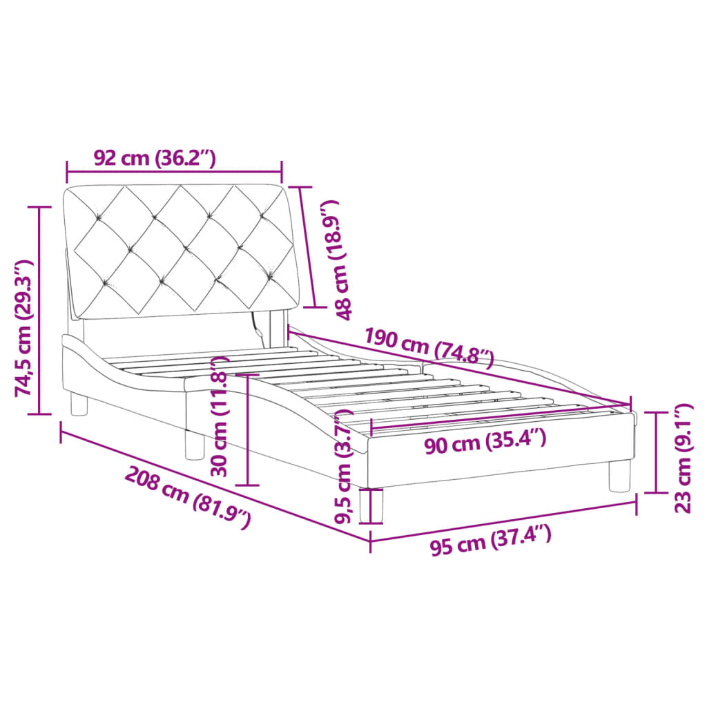 Okvir kreveta s LED-om bez madraca ružičasti 80 x 200 cm baršunasti