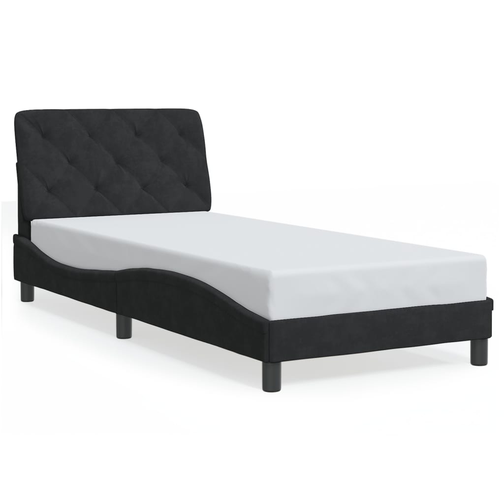 Okvir kreveta s LED-om bez madraca crni 90 x 190 cm baršunasti