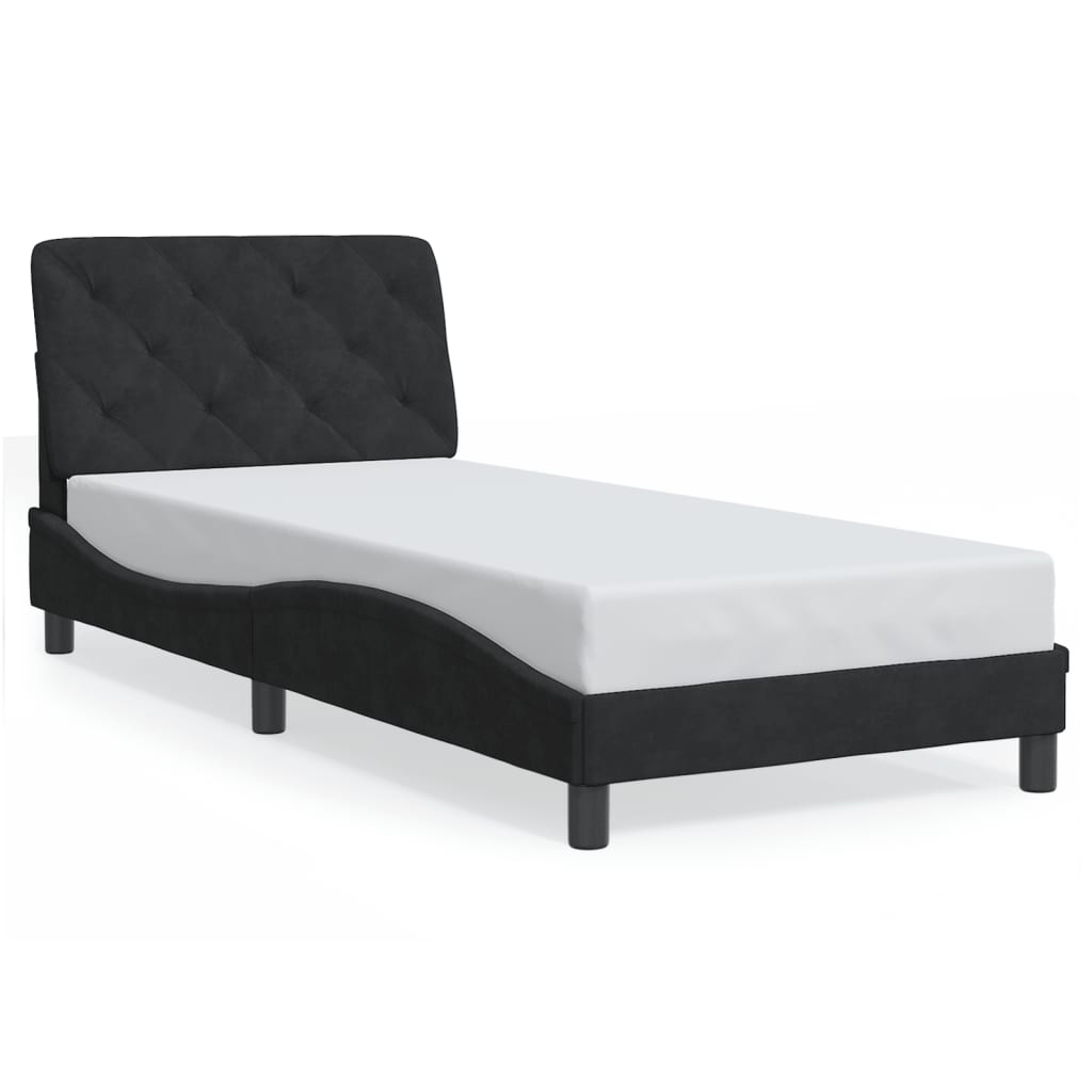 Okvir kreveta s LED-om bez madraca crni 90 x 200 cm baršunasti