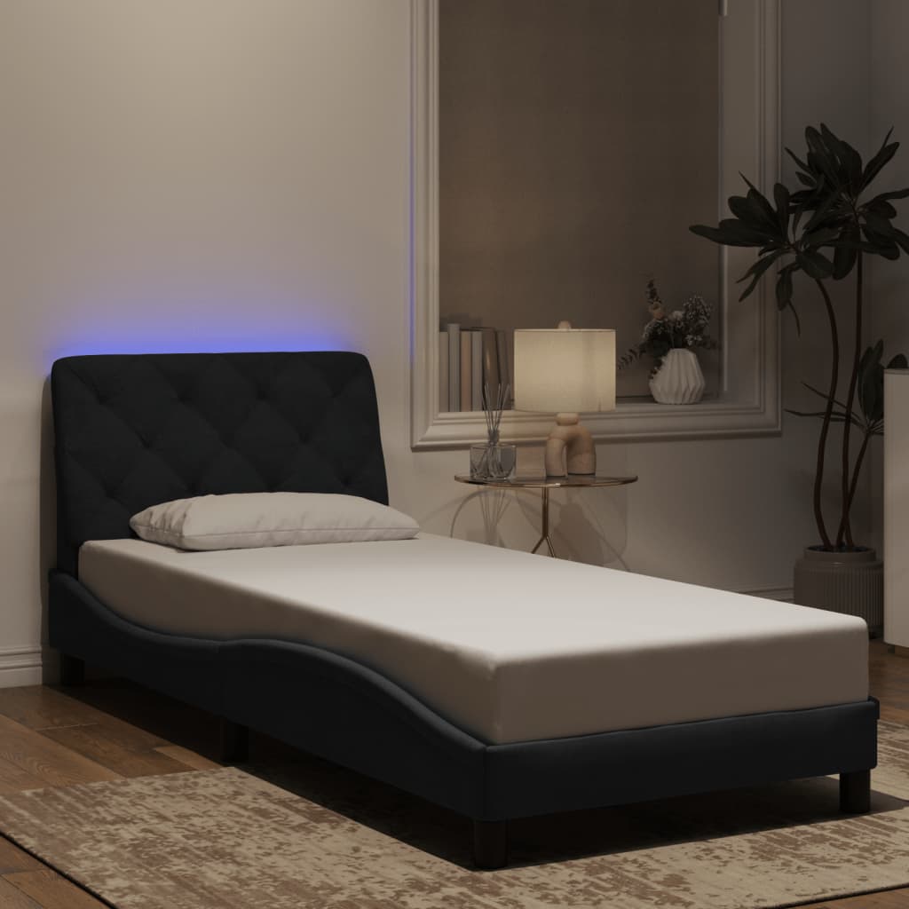 Okvir kreveta s LED-om bez madraca crni 90 x 200 cm baršunasti