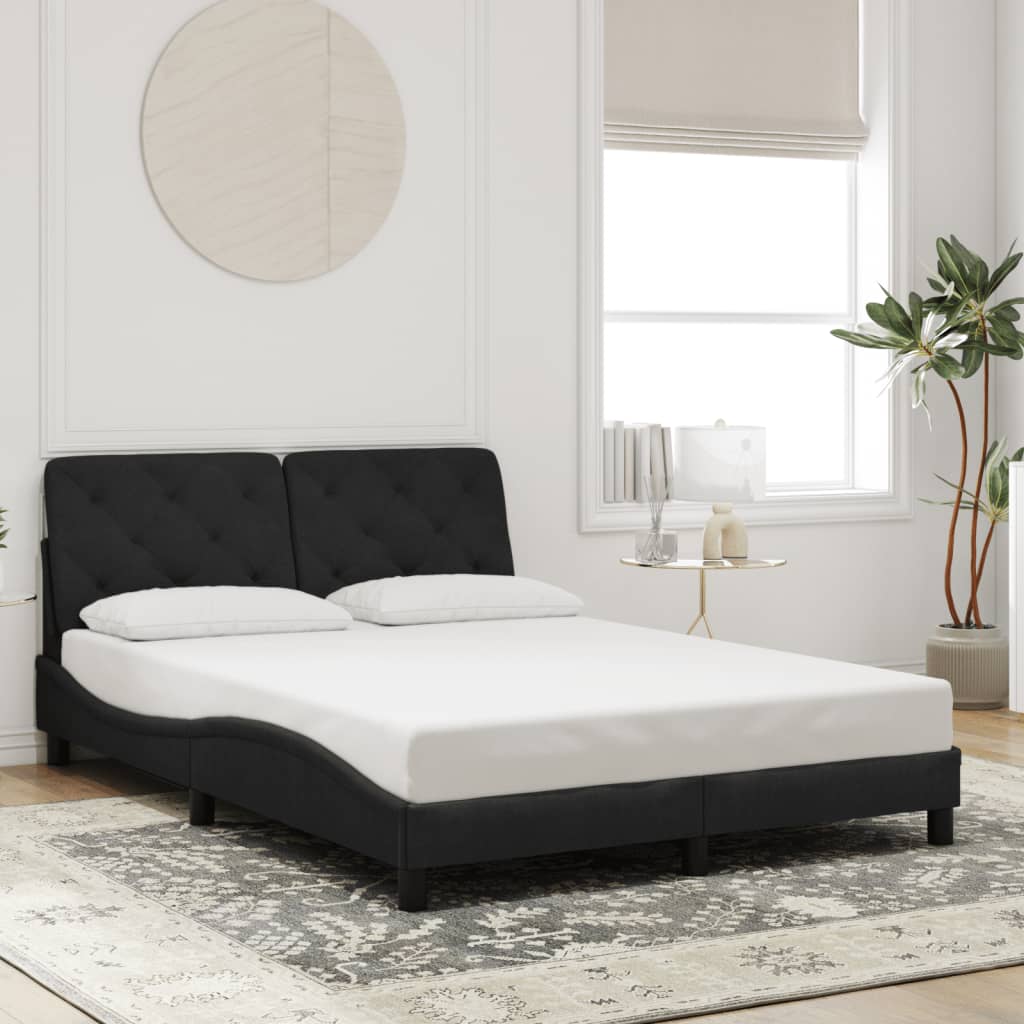 Okvir kreveta s LED-om bez madraca crni 140 x 190 cm baršunasti