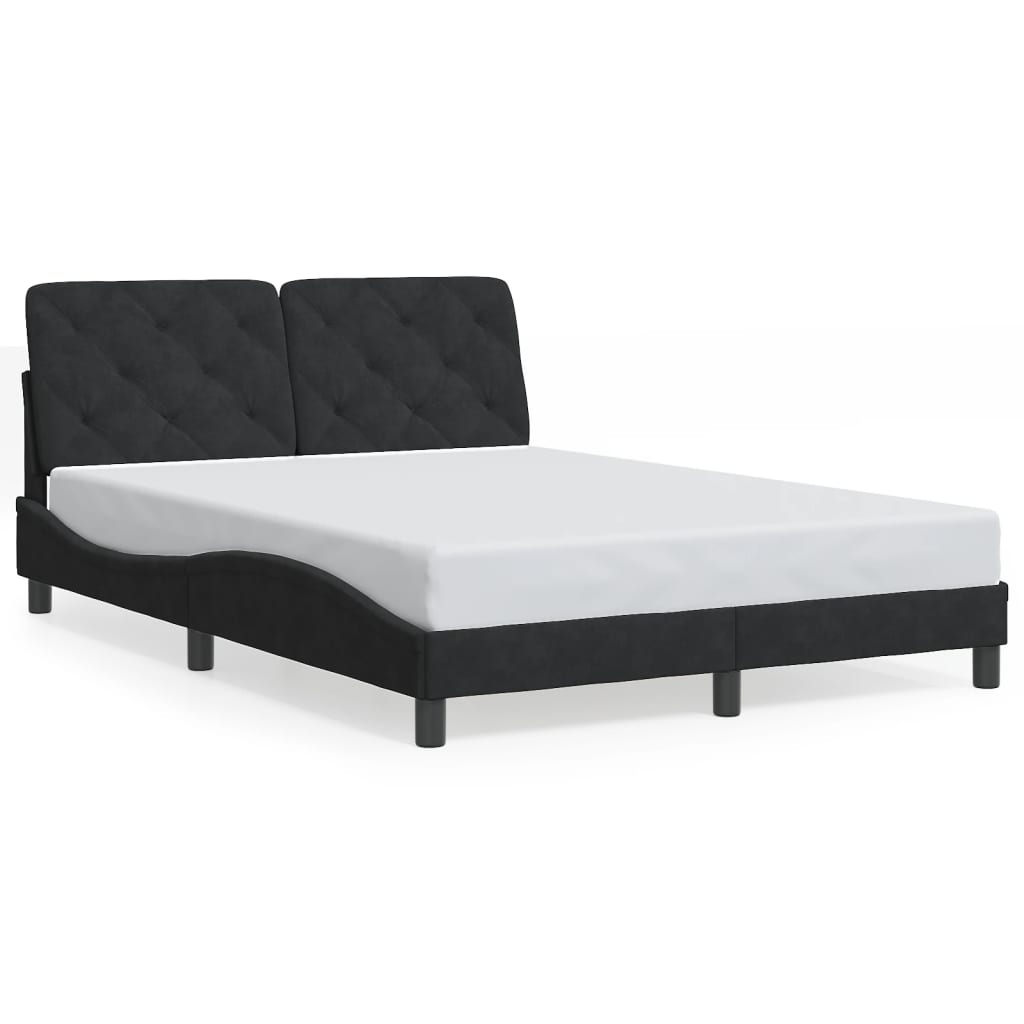 Okvir kreveta s LED-om bez madraca crni 140 x 190 cm baršunasti