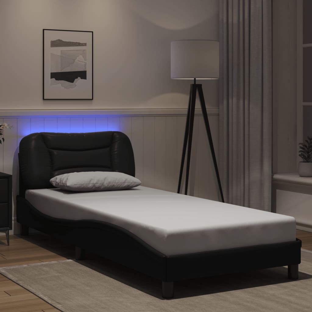 Okvir kreveta s LED-om bez madraca Hvar crni 90 x 200 cm