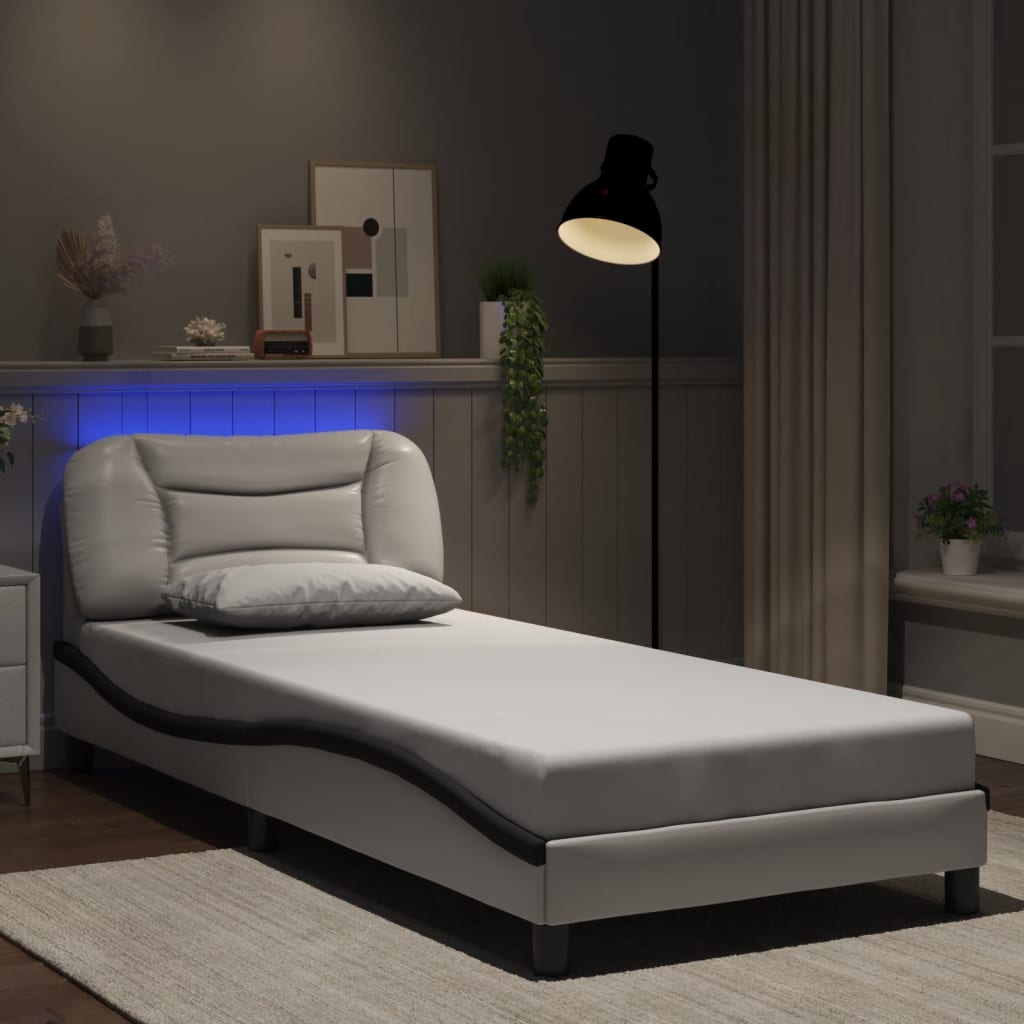 Okvir kreveta s LED-om bez madraca Hvar bijelo-crni 90x200 cm