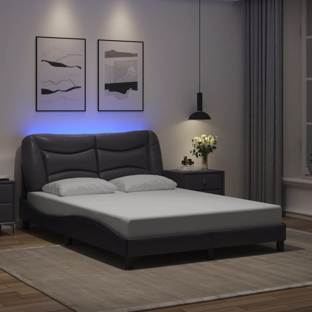 Okvir kreveta s LED-om bez madraca Hvar sivi 140 x 190 cm
