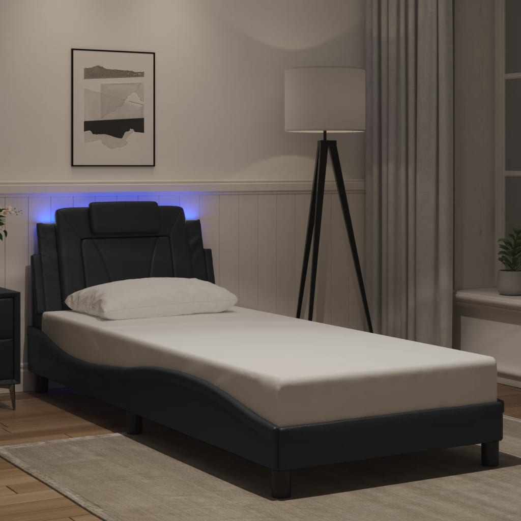 Okvir kreveta Viana s LED-om bez madraca crni 80 x 200 cm