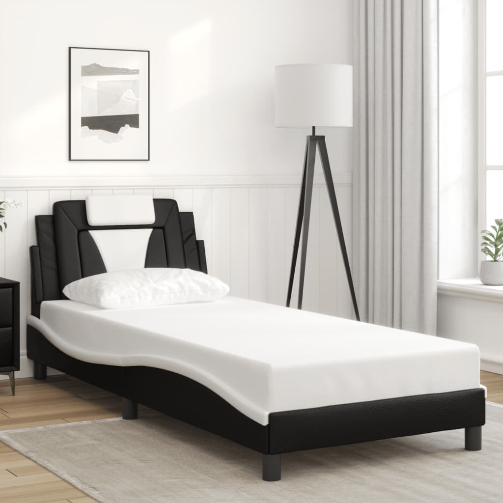 Okvir kreveta Viana s LED-om bez madraca crno-bijeli 80x200cm