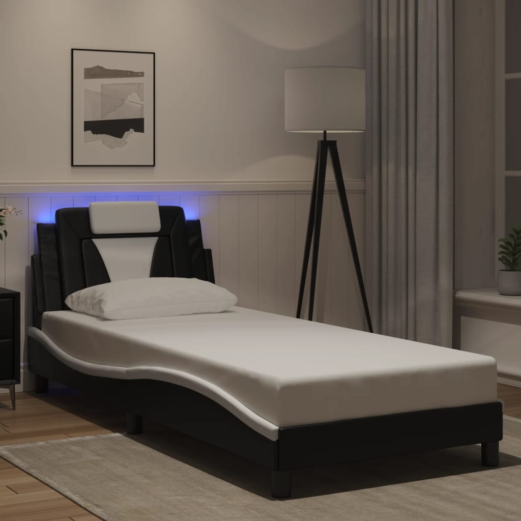 Okvir kreveta Viana s LED-om bez madraca crno-bijeli 80x200cm