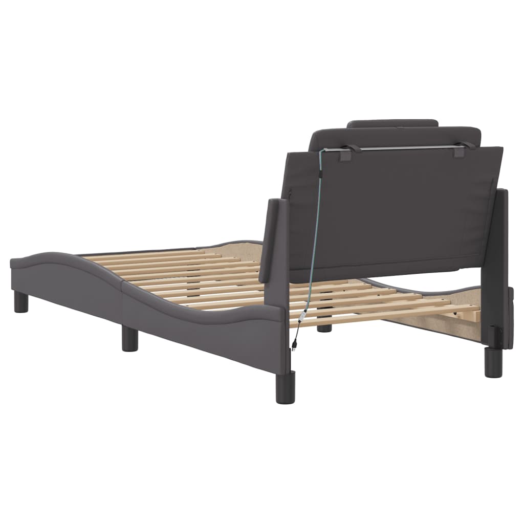 Okvir kreveta Viana s LED-om bez madraca sivi 90 x 190 cm