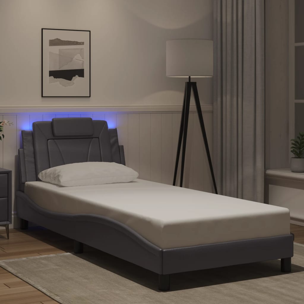 Okvir kreveta Viana s LED-om bez madraca sivi 90 x 190 cm