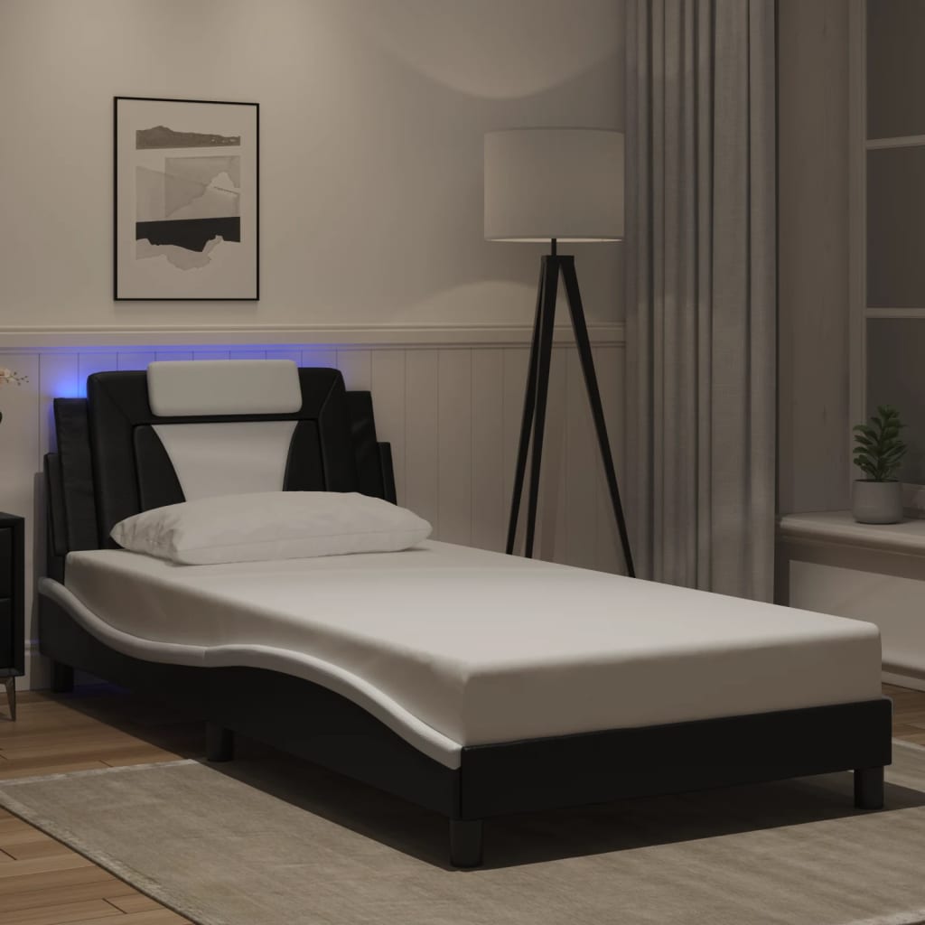 Okvir kreveta Viana s LED-om bez madracacrno-bijeli 100 x 200 cm