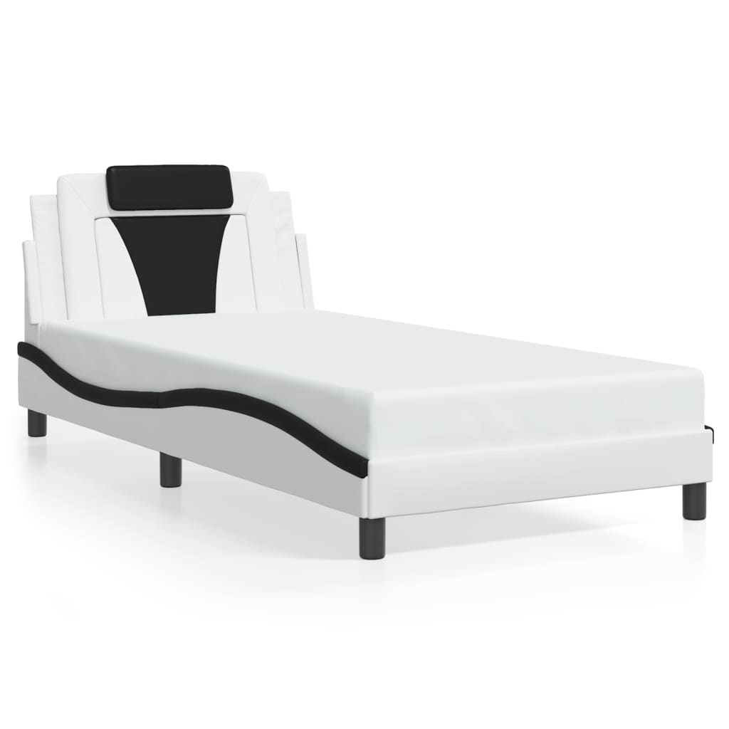 Okvir kreveta Viana s LED-om bez madracabijelo-crni 100 x 200 cm