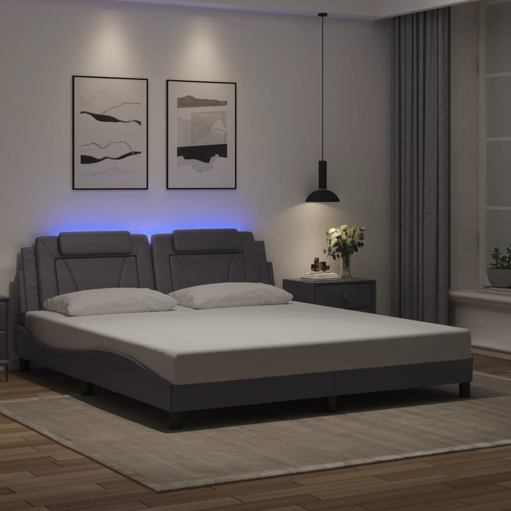 Okvir kreveta Viana s LED-om bez madraca sivi 180 x 200 cm