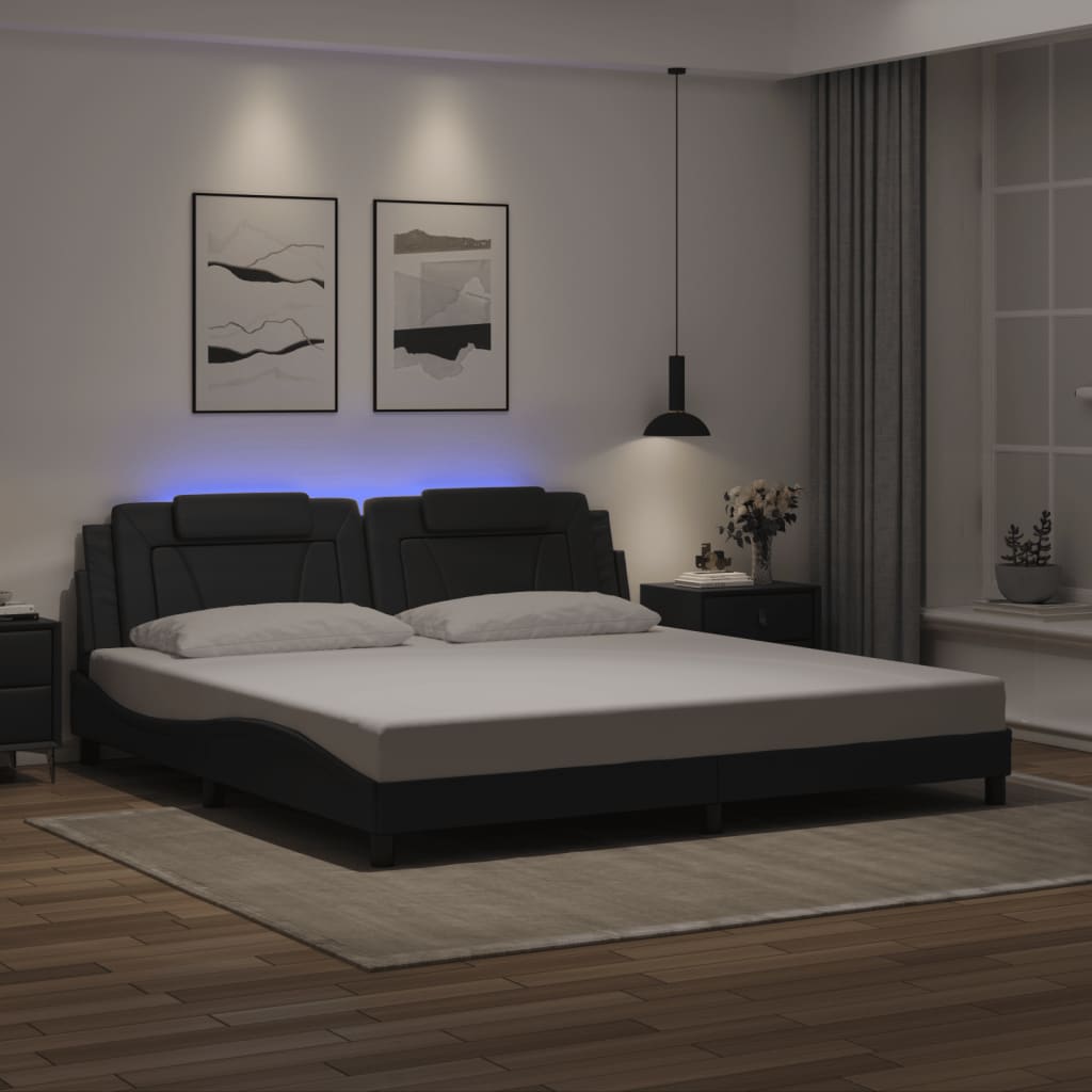 Okvir kreveta Viana s LED-om bez madraca crni 200 x 200 cm