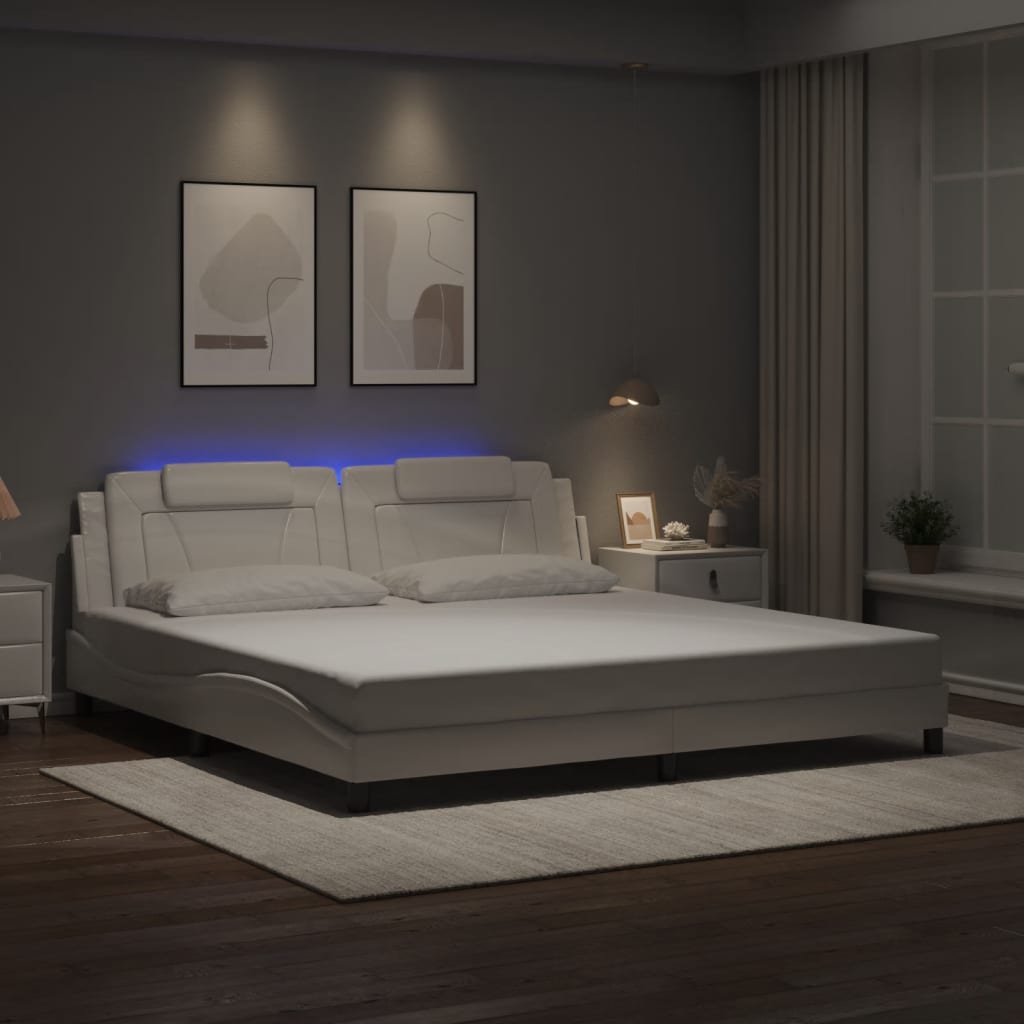 Okvir kreveta Viana s LED-om bez madraca bijeli 200 x 200 cm