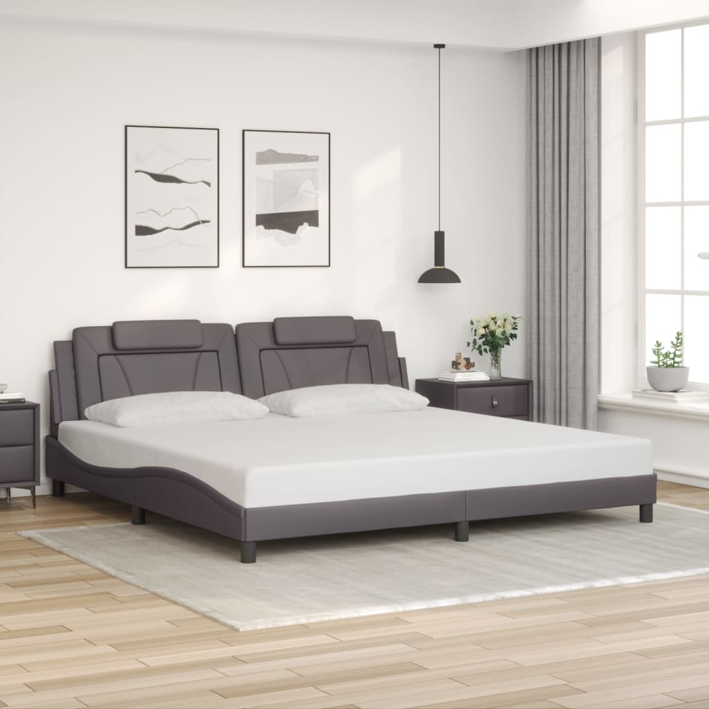 Okvir kreveta Viana s LED-om bez madraca sivi 200 x 200 cm
