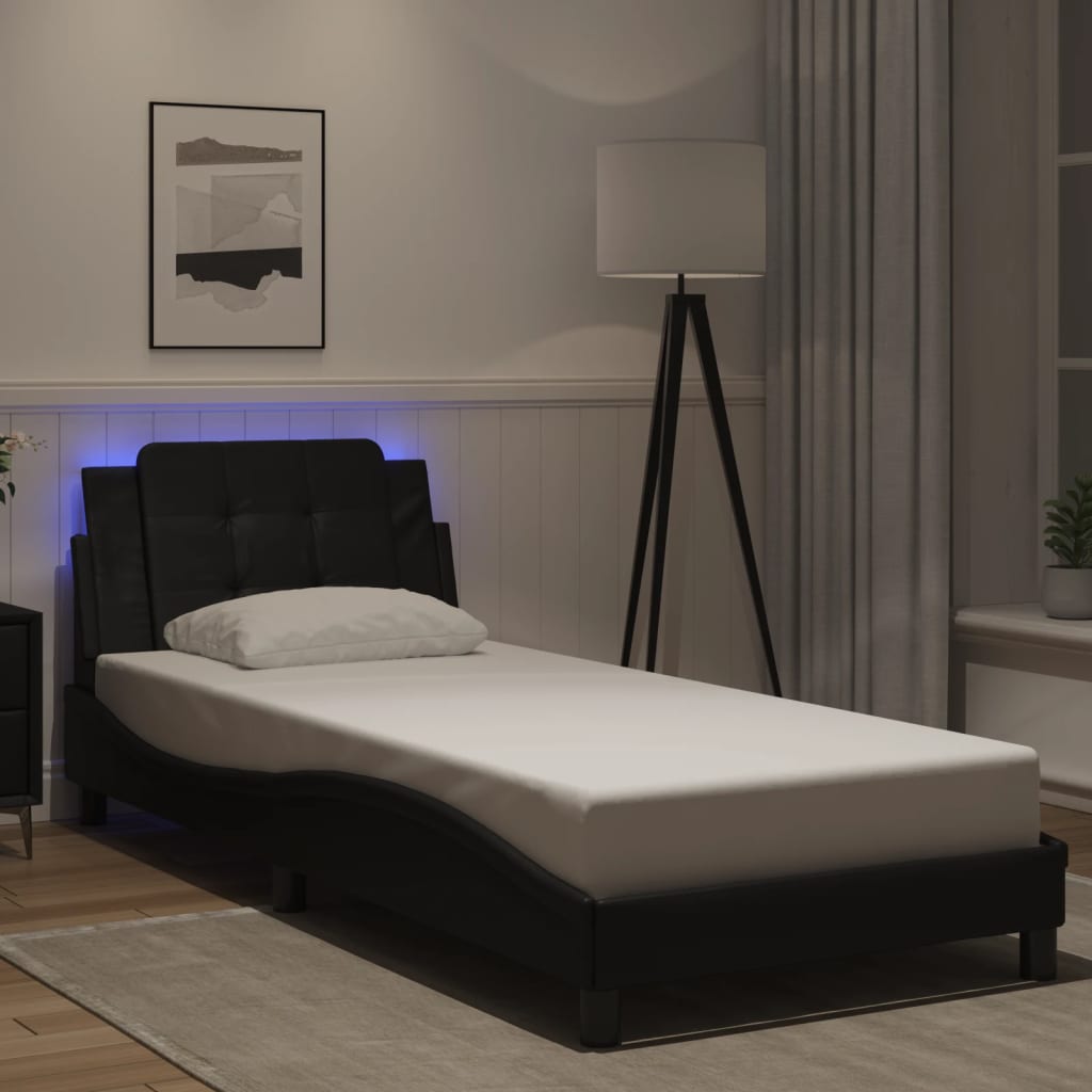 Okvir kreveta s LED-om bez madraca Zadar crni 90 x 200 cm