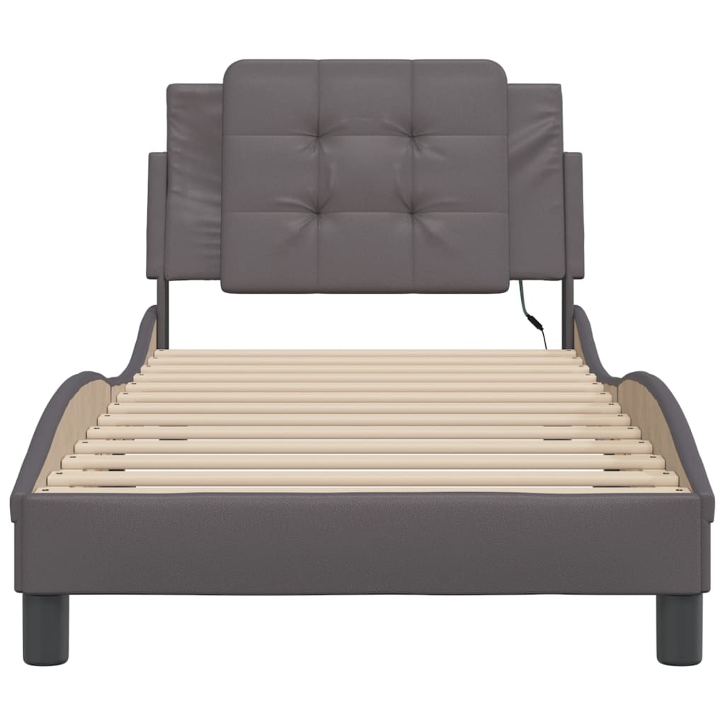 Okvir kreveta s LED-om bez madraca Zadar sivi 100 x 200 cm