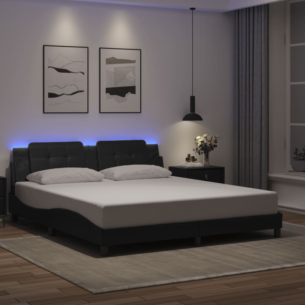 Okvir kreveta s LED-om bez madraca Zadar crni 180 x 200 cm