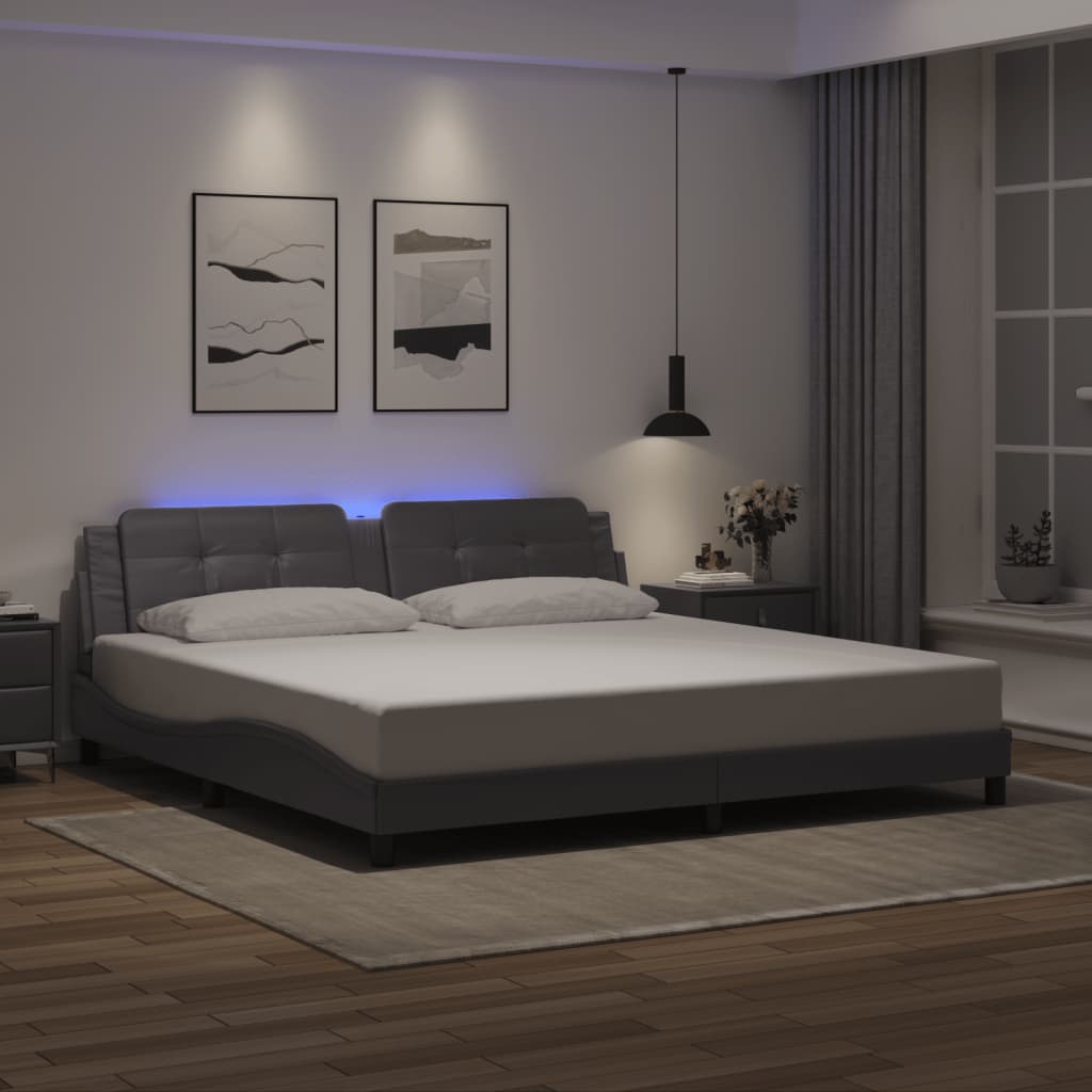 Okvir kreveta s LED-om bez madraca Zadar sivi 200 x 200 cm