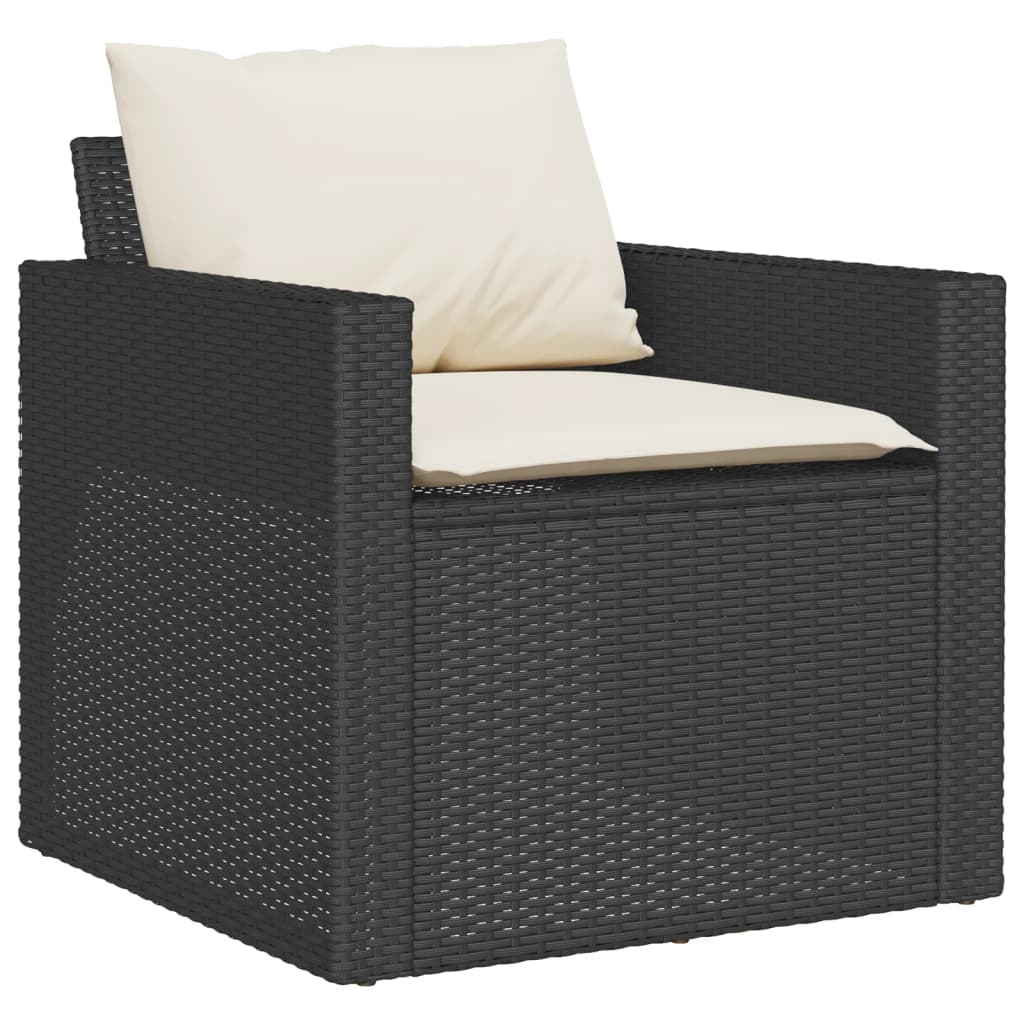 6-dijelni set vrtnih sofa s jastucima crni od poliratana Crna 177 x 70 x 68 cm