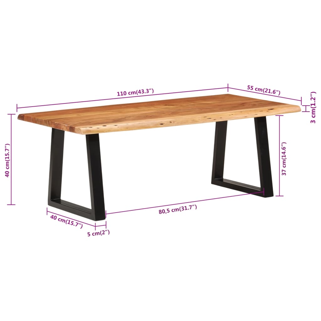 Stolić za kavu 110 x 55 x 40 cm od masivnog bagremovog drva