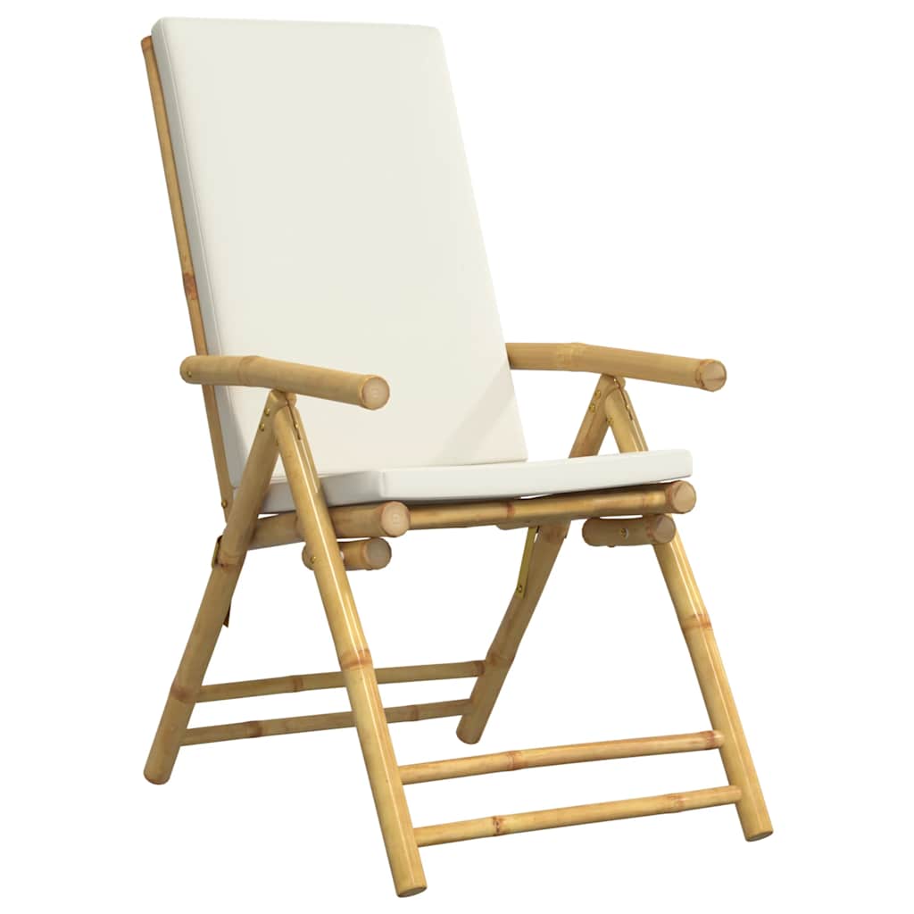 3-dijelni sklopivi bistro set s krem bijelim jastucima bambus