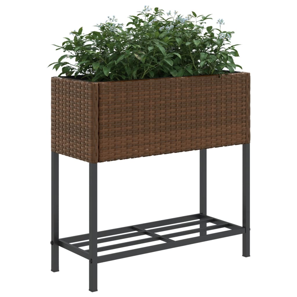 Vrtne sadilice s policom 2 kom smeđe 70 x 28 x 70 cm poliratan