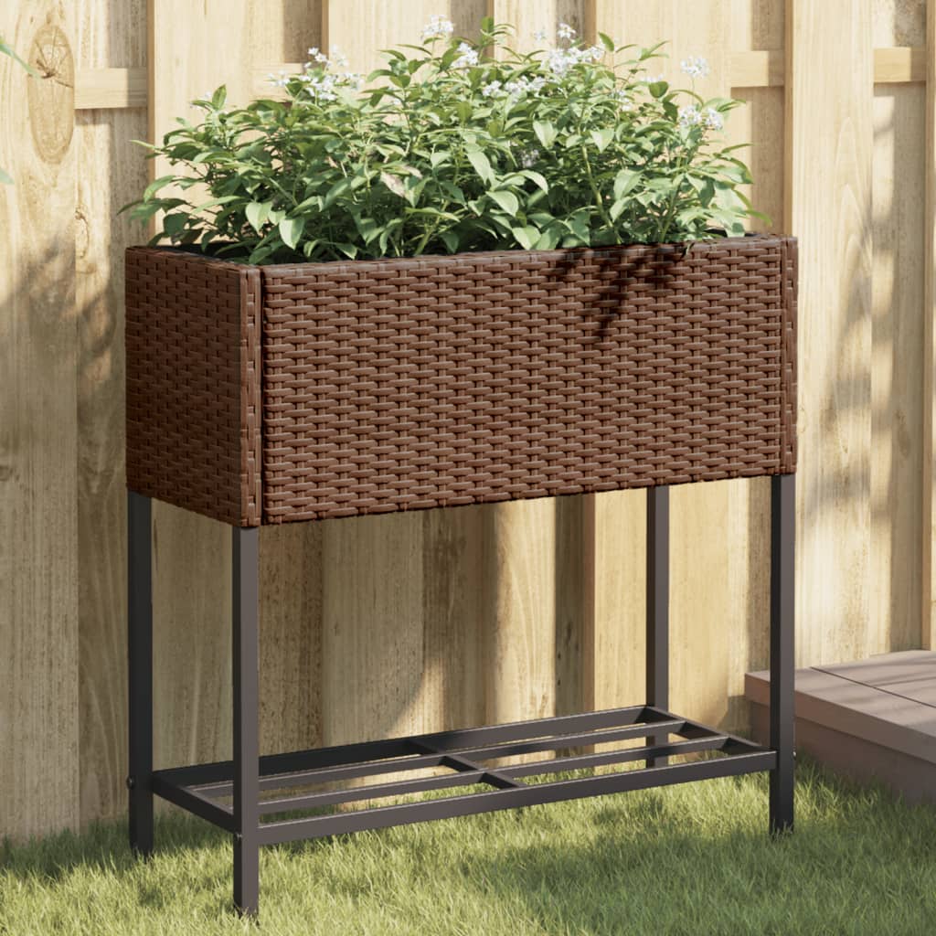 Vrtne sadilice s policom 2 kom smeđe 70 x 28 x 70 cm poliratan