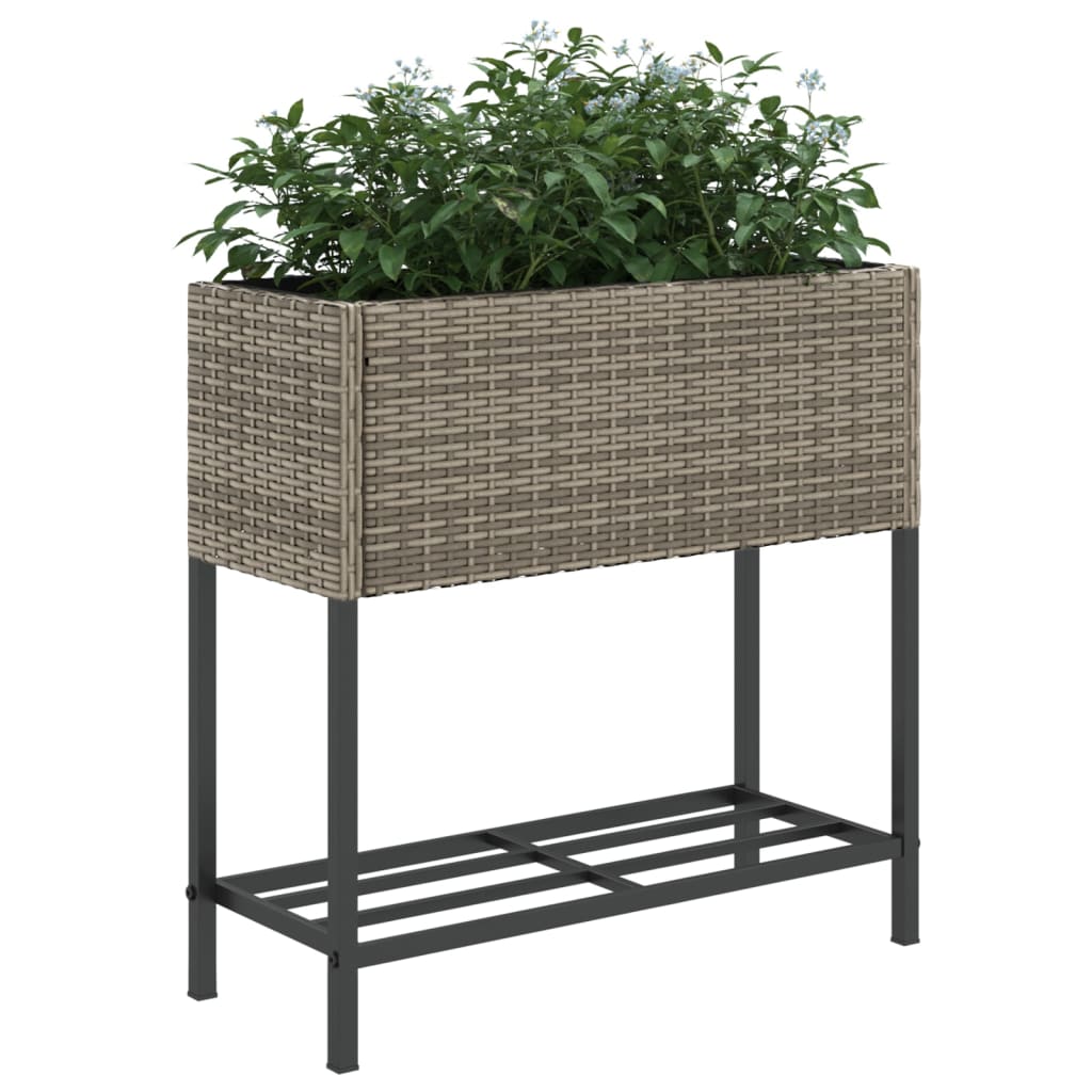 Vrtne sadilice s policom 2 kom sive 70 x 28 x 70 cm poliratan