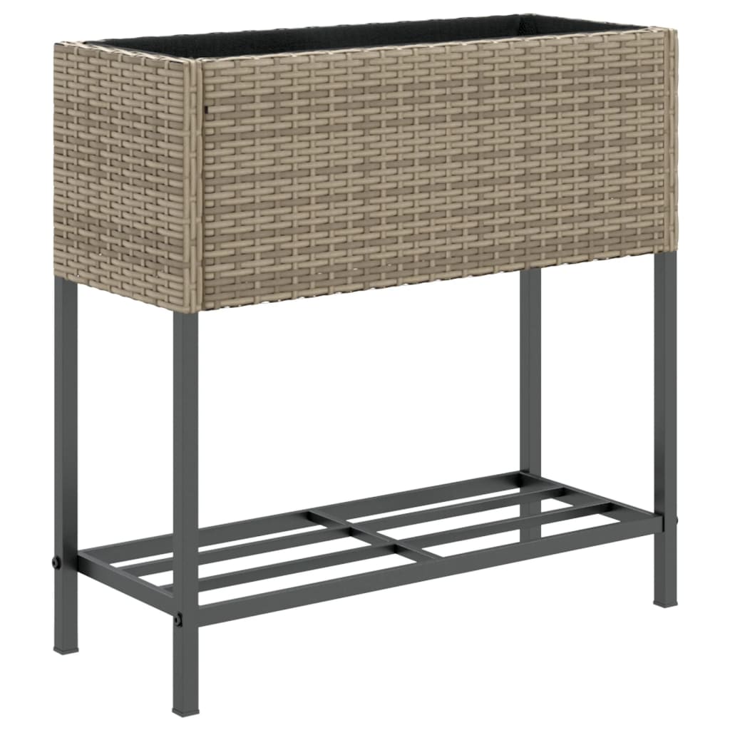 Vrtne sadilice s policom 2 kom sive 70 x 28 x 70 cm poliratan