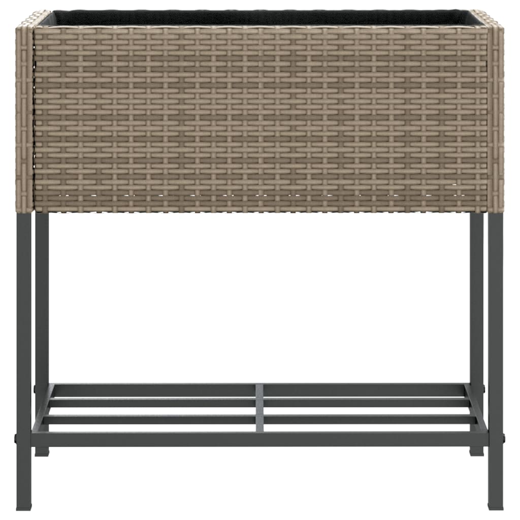 Vrtne sadilice s policom 2 kom sive 70 x 28 x 70 cm poliratan