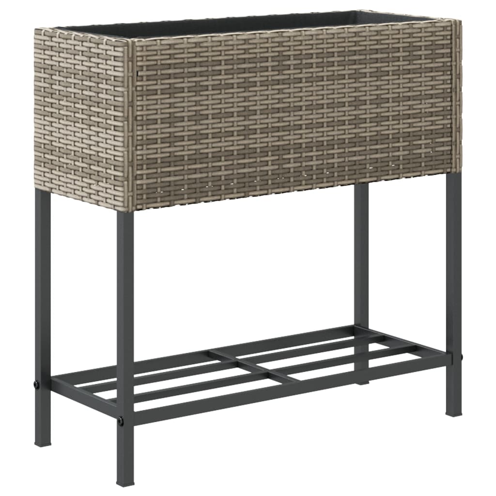 Vrtne sadilice s policom 2 kom sive 70 x 28 x 70 cm poliratan