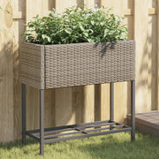 Vrtne sadilice s policom 2 kom sive 70 x 28 x 70 cm poliratan