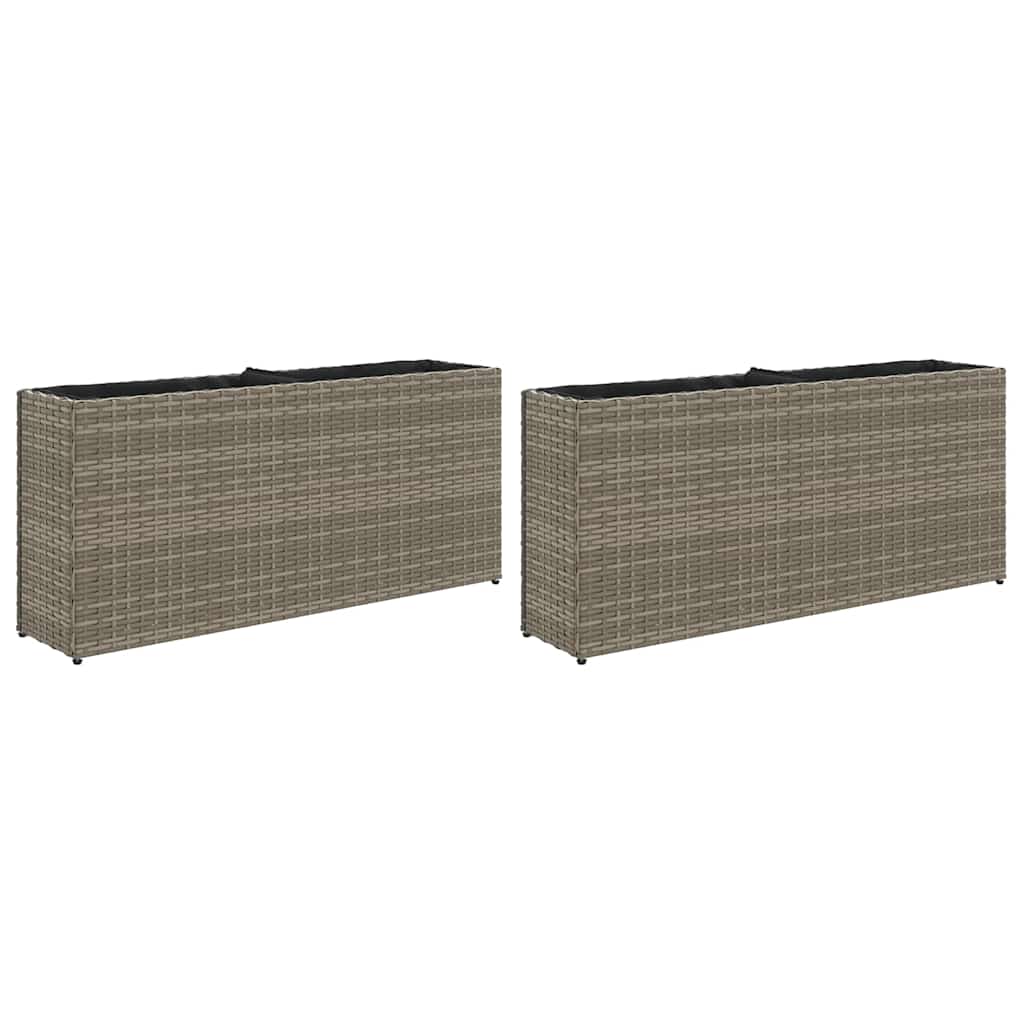 Vrtne sadilice s 2 posude 2 kom sive 90 x 20 x 40 cm poliratan