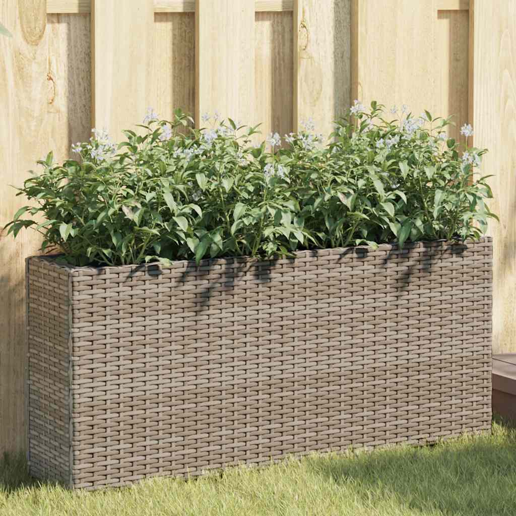 Vrtne sadilice s 2 posude 2 kom sive 90 x 20 x 40 cm poliratan