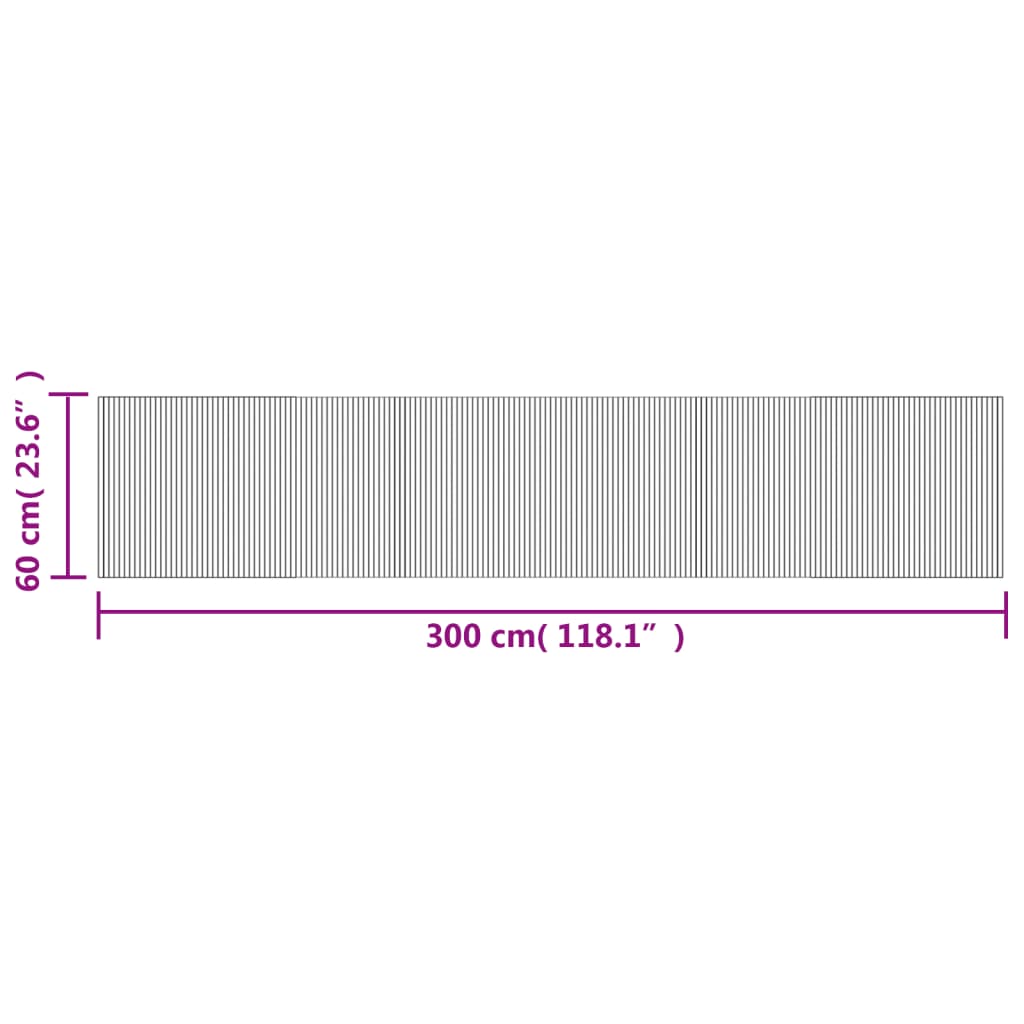 Tepih pravokutni svijetli prirodni 60 x 300 cm od bambusa