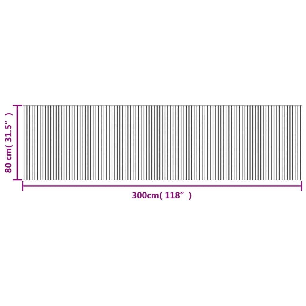 Tepih pravokutni crni 80 x 300 cm od bambusa