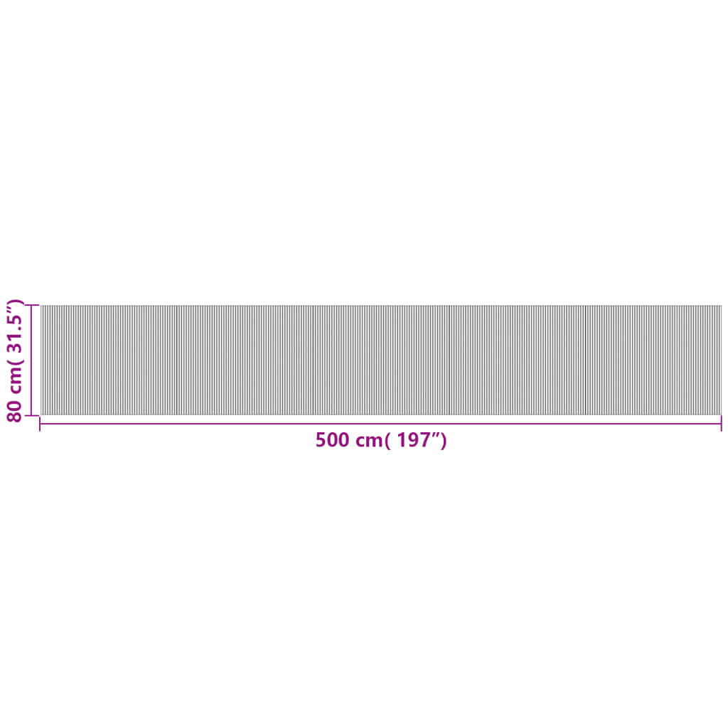 Tepih pravokutni sivi 80 x 500 cm od bambusa