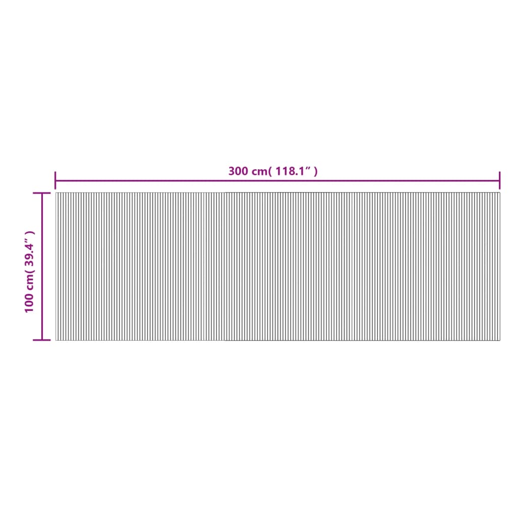 Tepih pravokutni crni 100 x 300 cm od bambusa