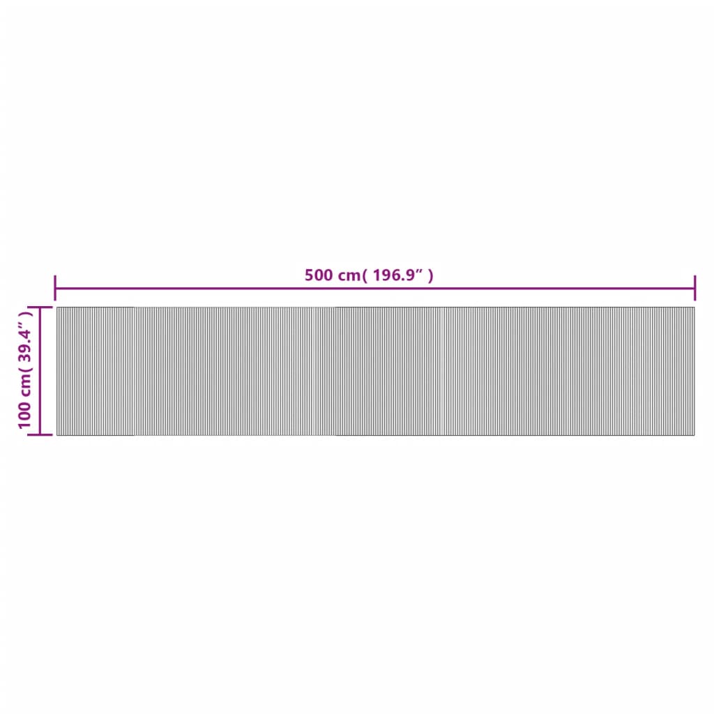 Tepih pravokutni crni 100 x 500 cm od bambusa