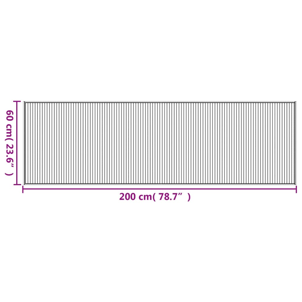Pravokutni tepih crni 60x200 cm bambus