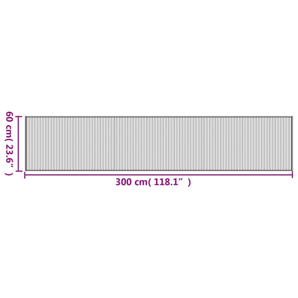 Tepih pravokutni sivi 60 x 300 cm od bambusa