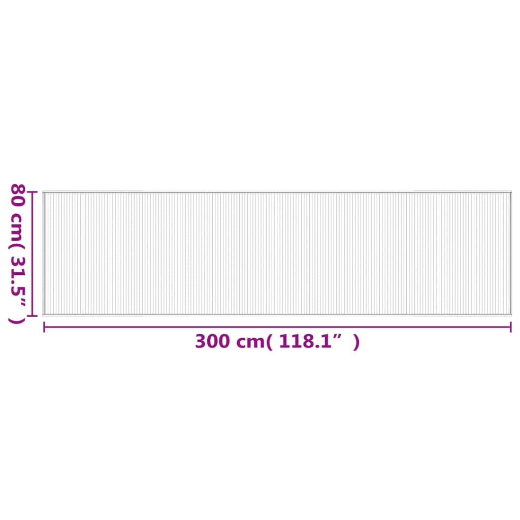 Tepih pravokutni sivi 80 x 300 cm od bambusa