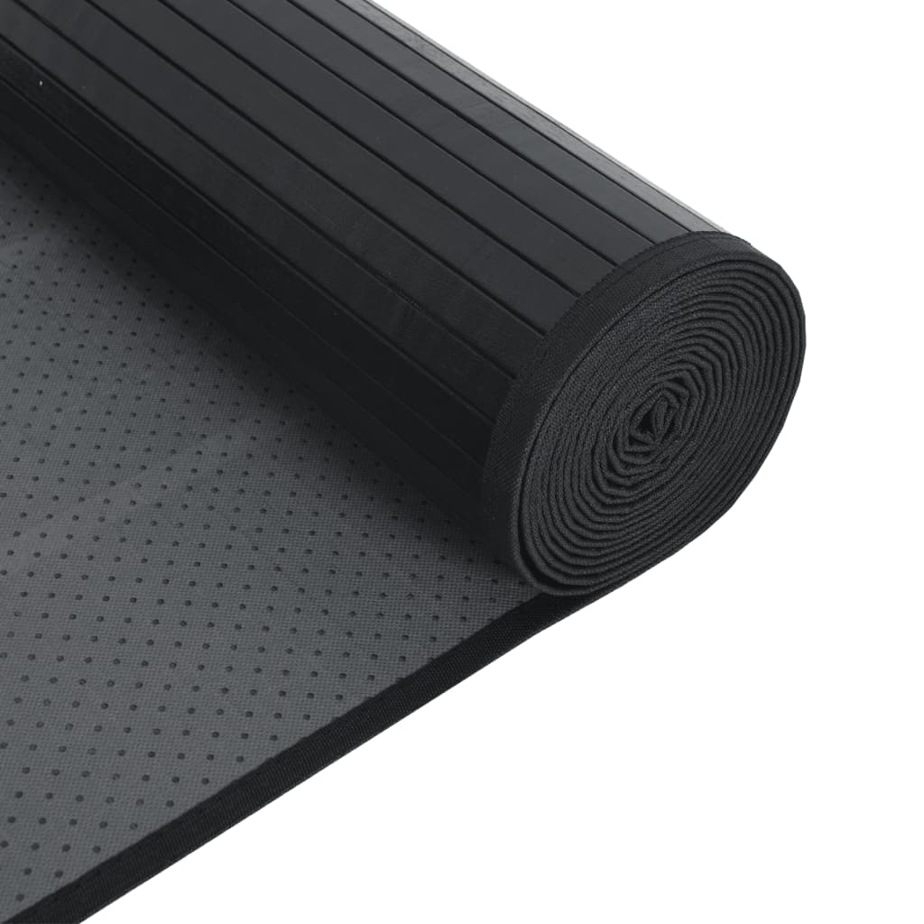 Tepih pravokutni crni 100 x 200 cm od bambusa